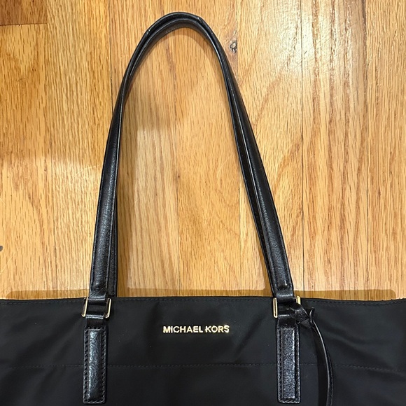 Michael Kors Black Nylon Tote with Gold Accents - Picture 3 of 5